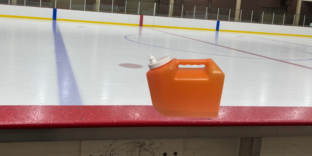 MCAS pee jug at an ice arena